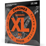 D'Addario ECG26 Chromes Flat Wound Electric Guitar Strings, Medium, 13-56
