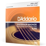 D'Addario EJ15 Phosphor Bronze Acoustic Guitar Strings, Extra Light, 10-47