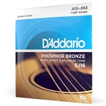 D'Addario EJ16 Phosphor Bronze Acoustic Guitar Strings, Light, 12-53